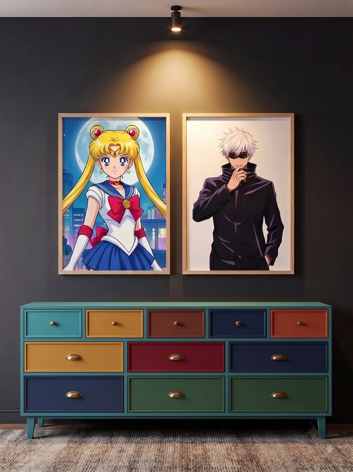 Framed anime poster wall art displayed in premium wooden frames — perfect for anime fans and room decor