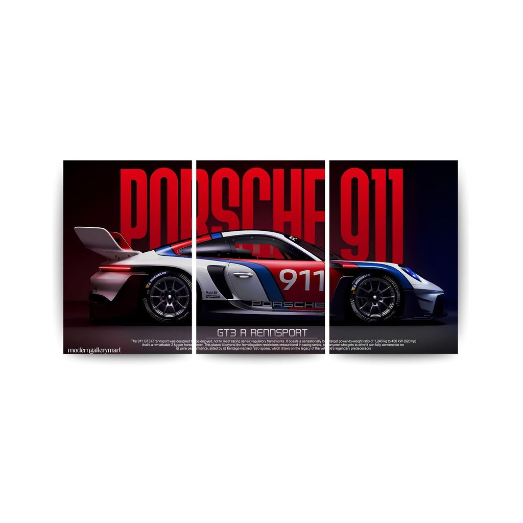 Porsche 911 GT3 R Rennsport | Wall Poster 3 Panel