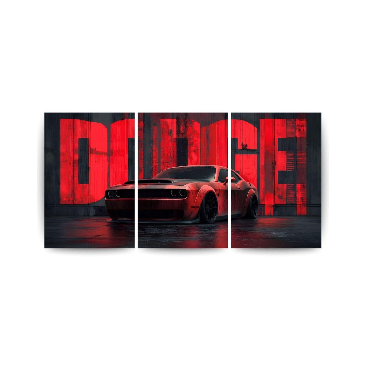 Dodge Challenger Red Edition | Wall Poster 3 Panel