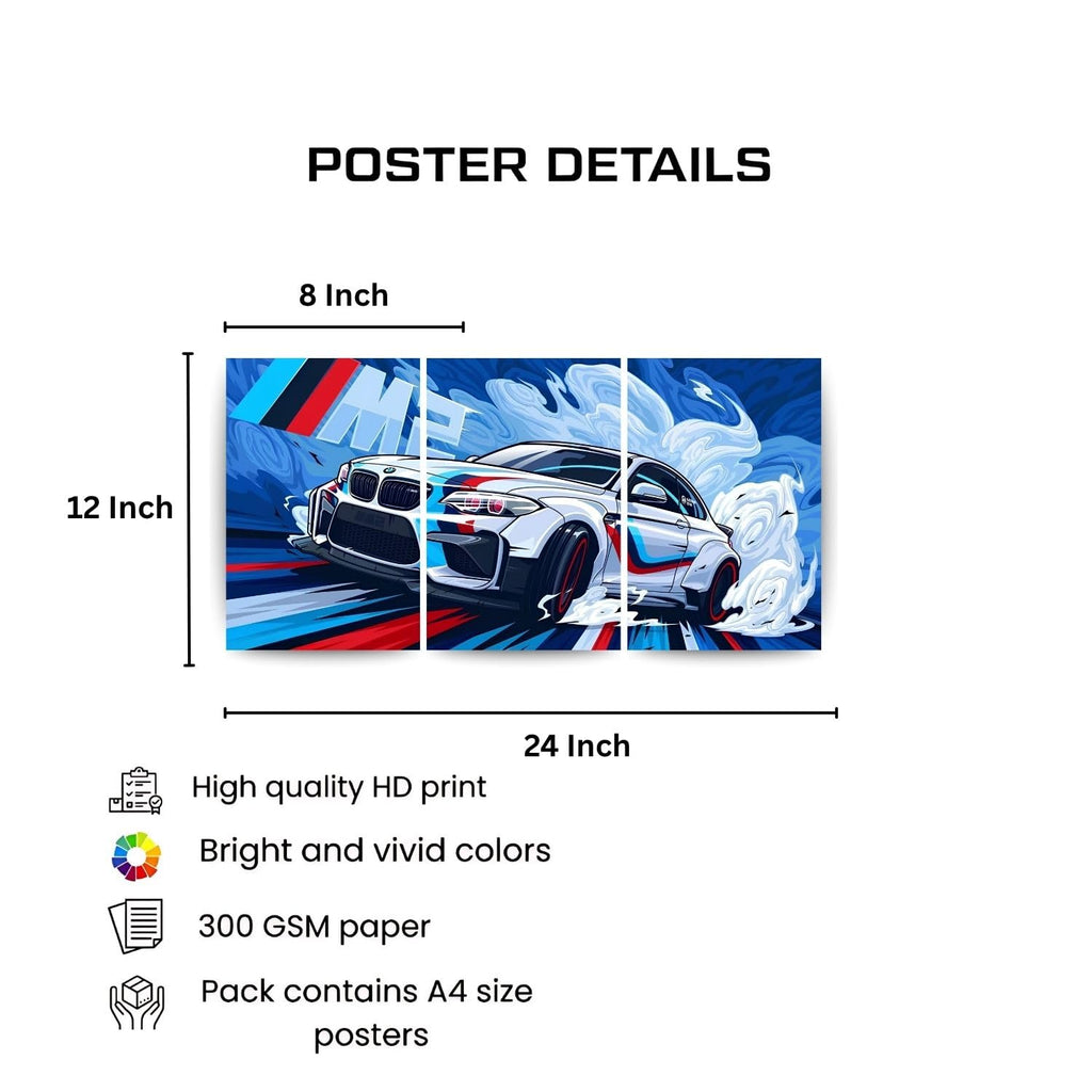 BMW M2 Drift | Wall Poster 3 Panel