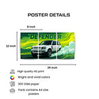 Land Rover Defender Green Drift | Wall Poster 3 Panel