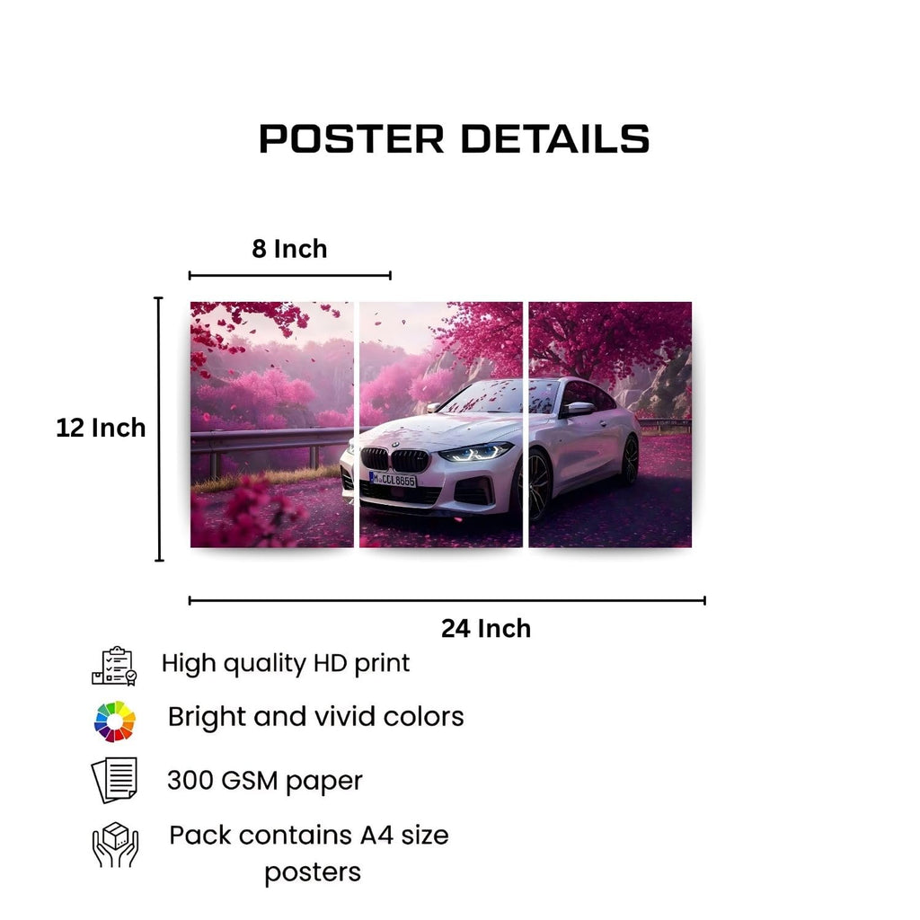 BMW M440i Cherry Blossom | Wall Poster 3 Panel