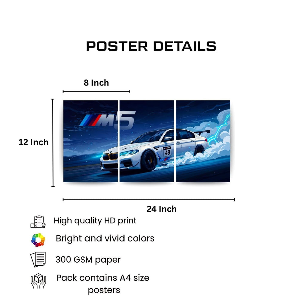 BMW M5 Drift | 3 Panel Wall Art