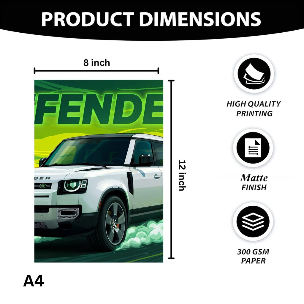 Land Rover Defender Green Drift | Wall Poster 3 Panel