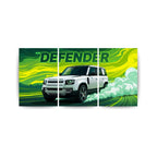 Land Rover Defender Green Drift | Wall Poster 3 Panel