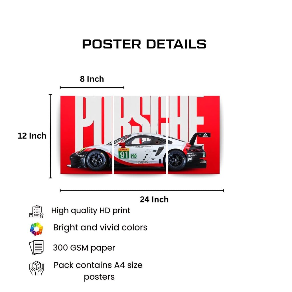 Porsche 911 GT3 R Rennsport | Wall Poster 3 Panel