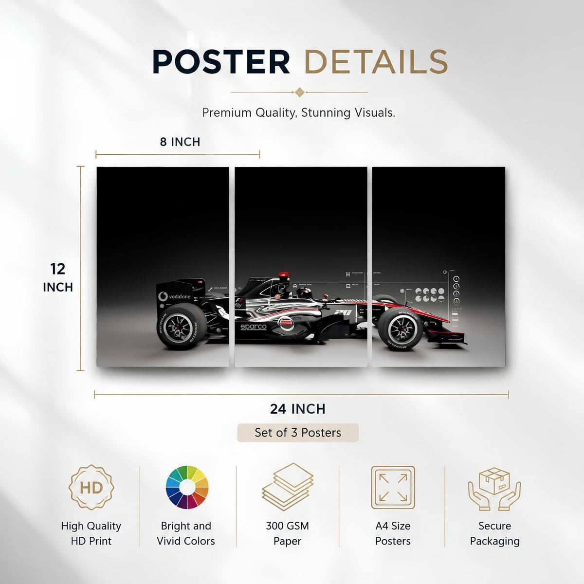 McLaren MP4 Black Edition | Wall Poster 3 Panel