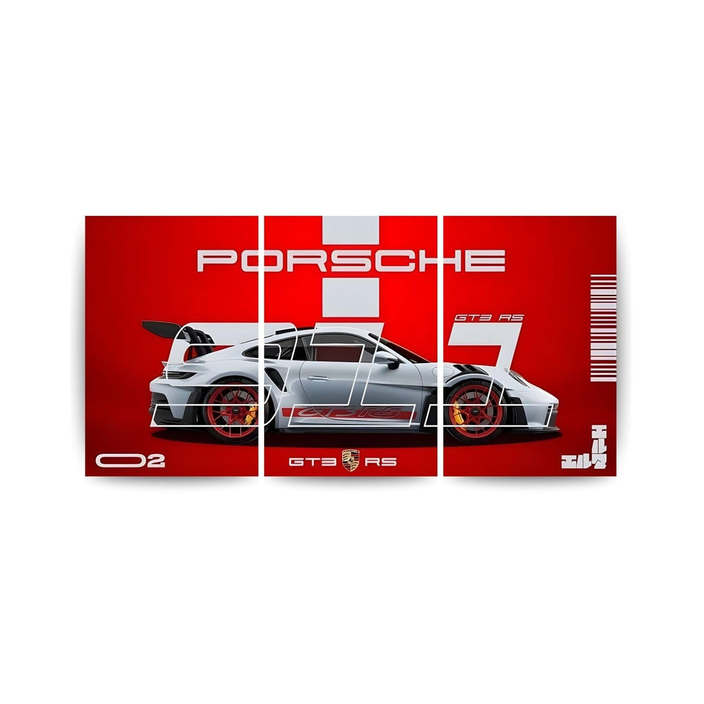 Porsche 911 GT3 RS White | Wall Poster 3 Panel