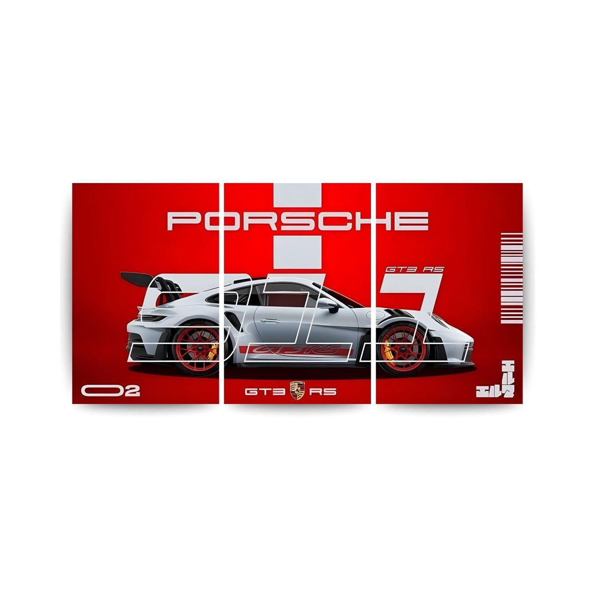 Porsche 911 GT3 RS White | Wall Poster 3 Panel