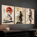 Japanese Bushido Warriors  Framed Art Set of 3 Pcs