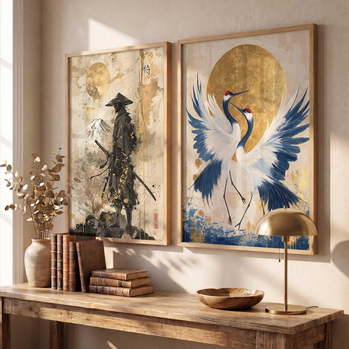 Japanese Samurai Framed Poster Set of 2 Pcs