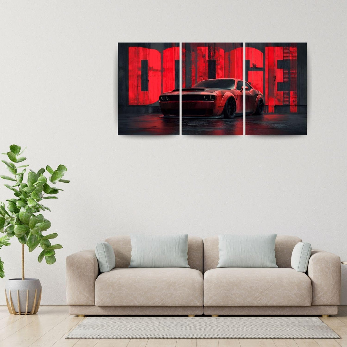 Dodge Challenger Red Edition | Wall Poster 3 Panel