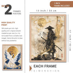 Japanese Samurai Framed Poster Set of 2 Pcs