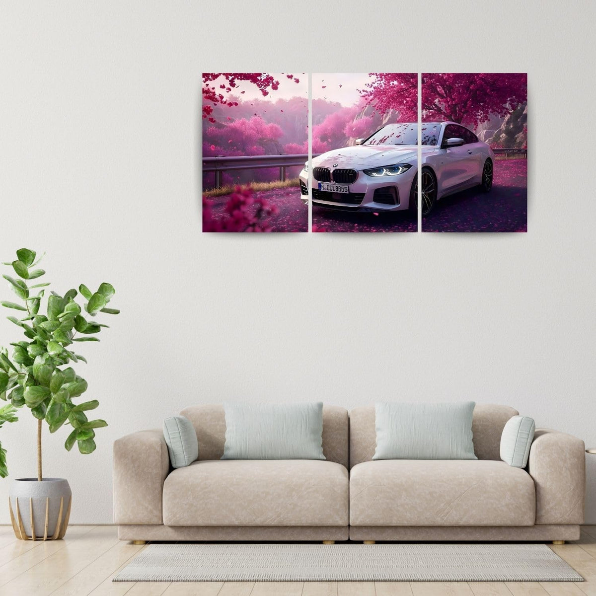 BMW M440i Cherry Blossom | Wall Poster 3 Panel