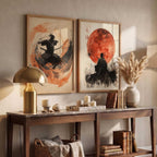 Japanese Samurai Framed Poster Set of 2 Pcs