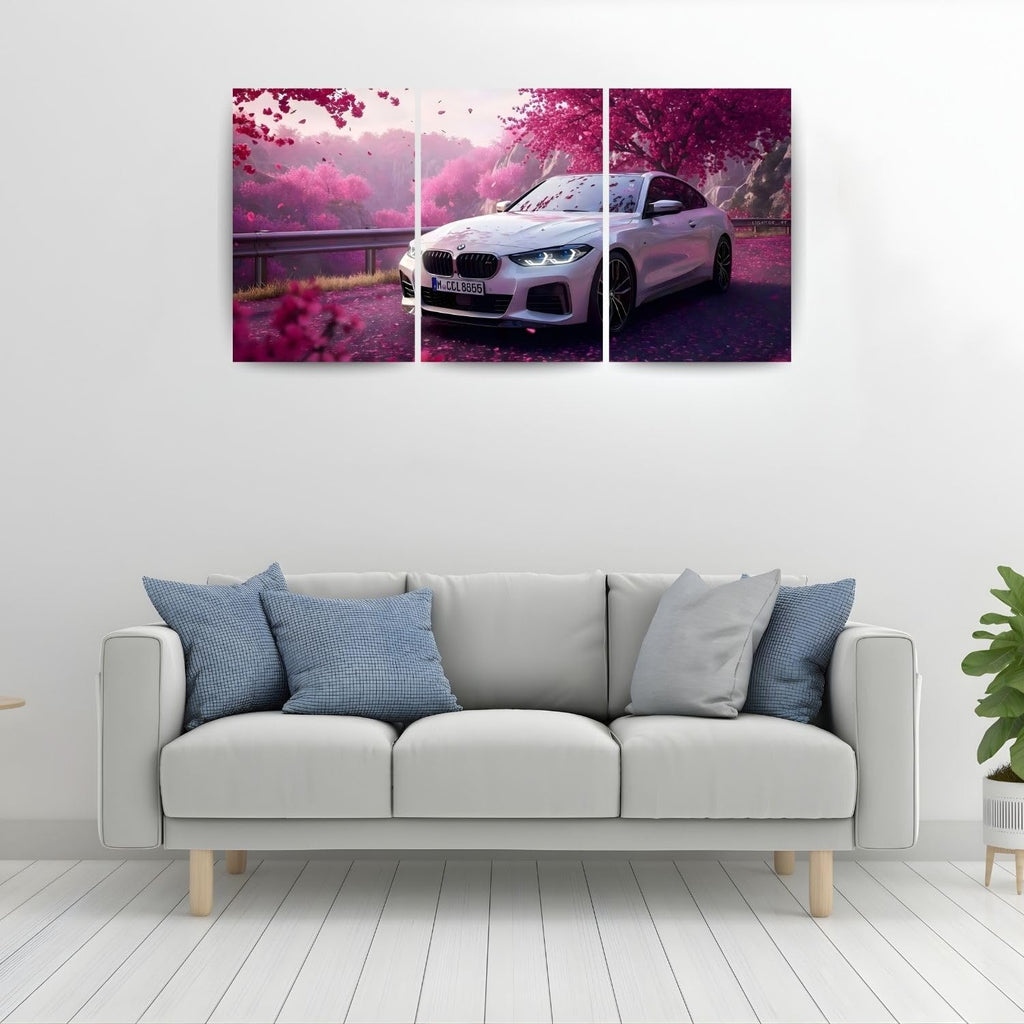 BMW M440i Cherry Blossom | Wall Poster 3 Panel