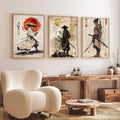 Japanese Bushido Warriors  Framed Art Set of 3 Pcs