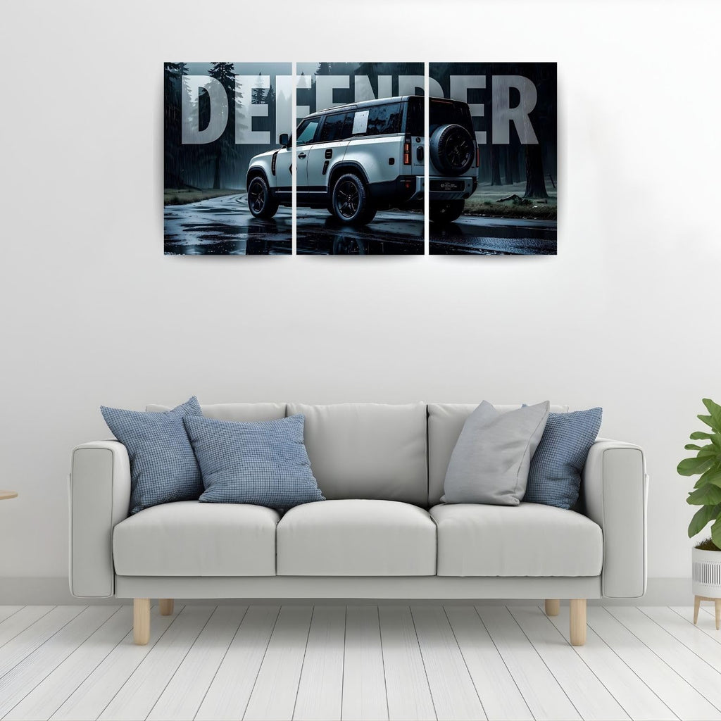 Land Rover Defender Rain Edition | Wall Poster 3 Panel