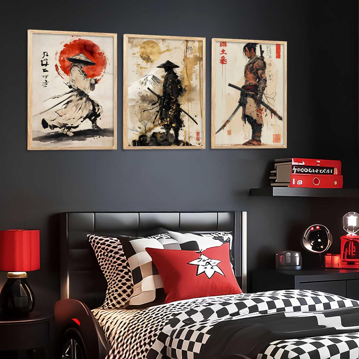Japanese Bushido Warriors  Framed Art Set of 3 Pcs