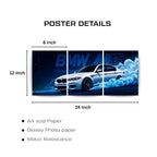 BMW M5 Drift Night | Wall Poster 3 Panel