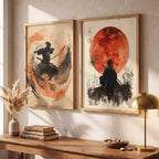 Japanese Samurai Framed Poster Set of 2 Pcs