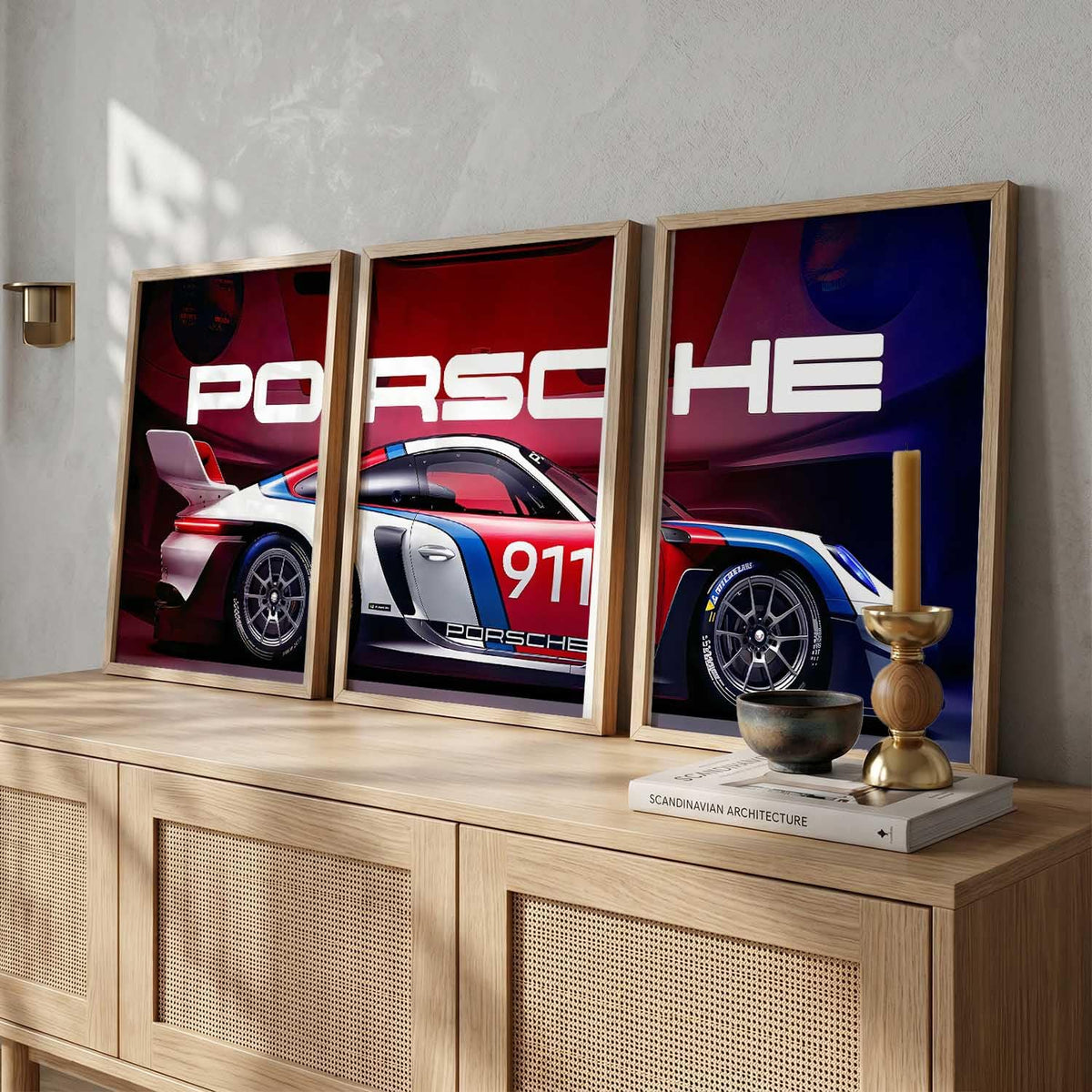 Porsche Car Framed Posters Set Of 3 Size