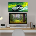 Land Rover Defender Green Drift | Wall Poster 3 Panel
