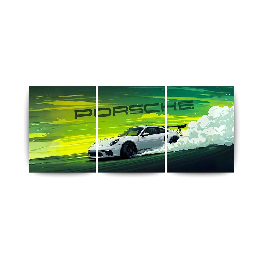 Porsche 911 GT3 RS White | Wall Poster 3 Panel