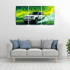 Land Rover Defender Green Drift | Wall Poster 3 Panel
