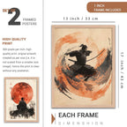 Japanese Samurai Framed Poster Set of 2 Pcs