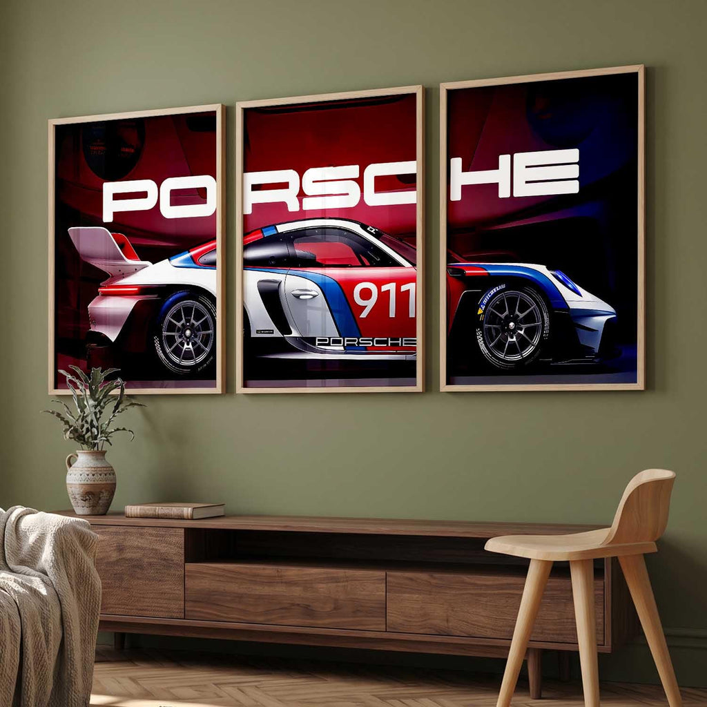 Porsche Car Framed Posters Set Of 3 Size