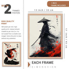 Japanese Samurai Framed Poster Set of 2 Pcs