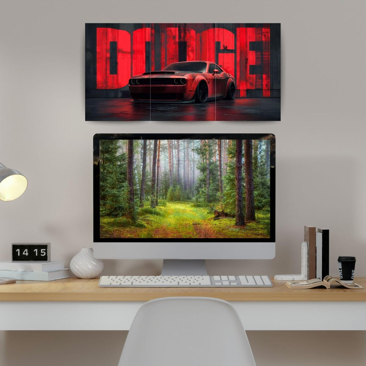 Dodge Challenger Red Edition | Wall Poster 3 Panel