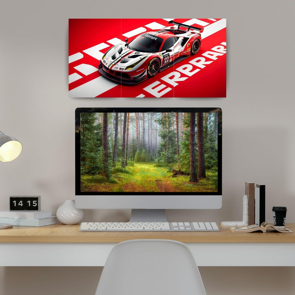 Ferrari 296 GT3 Racing | Wall Poster 3 Panel