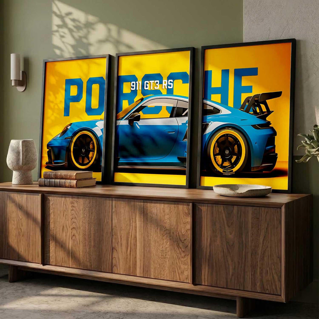 Porsche Car Framed Posters Set Of 3 Size