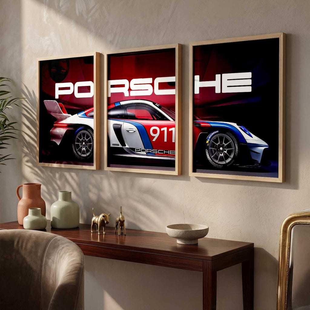Porsche Car Framed Posters Set Of 3 Size