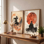 Japanese Samurai Framed Poster Set of 2 Pcs