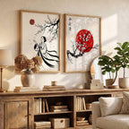 Bushido Sakura & Rising Sun – Japanese Poster Set (Set of 2)