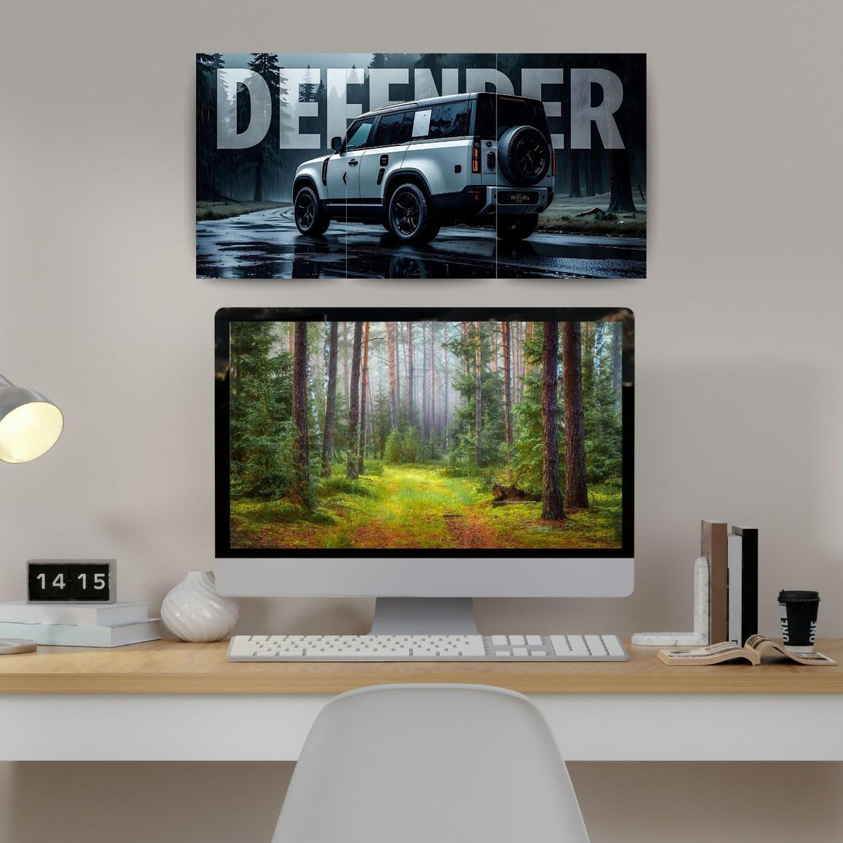 Land Rover Defender Rain Edition | Wall Poster 3 Panel