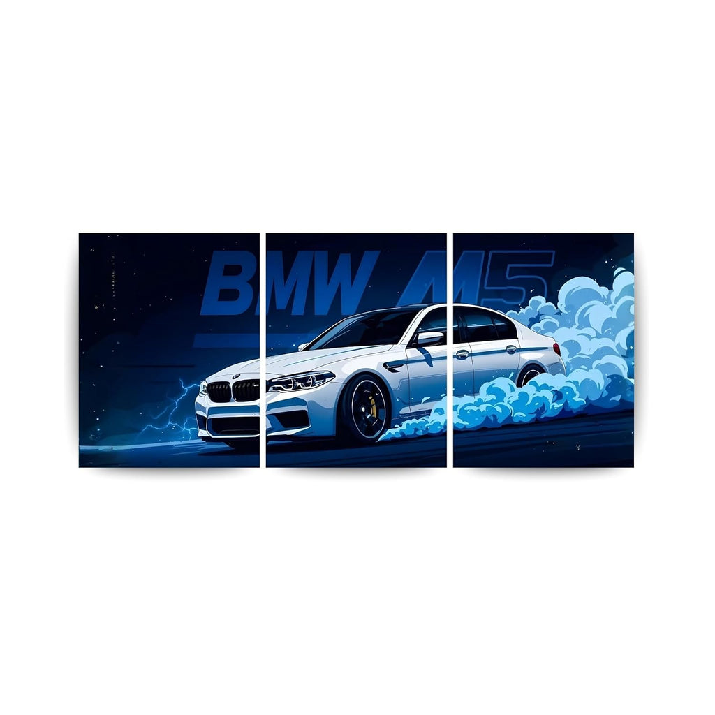 BMW M5 Drift Night | Wall Poster 3 Panel