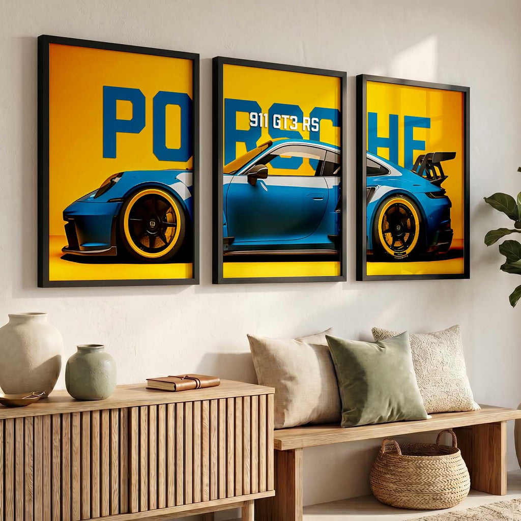 Porsche Car Framed Posters Set Of 3 Size