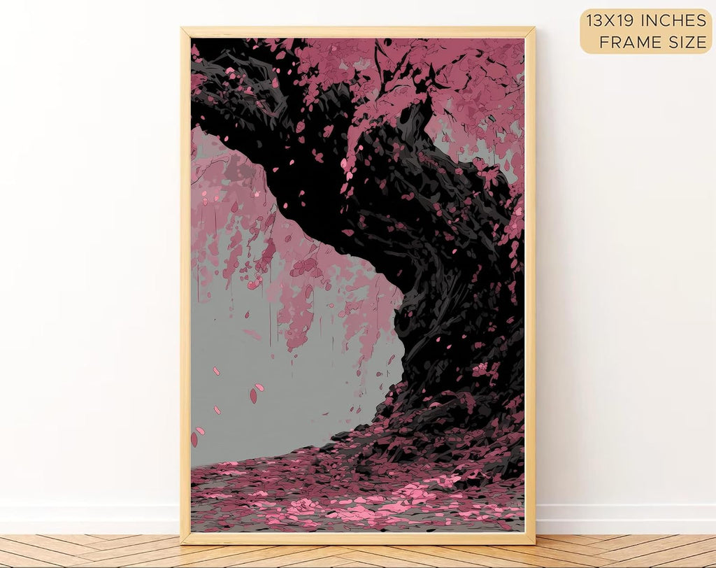 Japanese Cherry Blossom Samurai Wall Art – Set of 3 Frames