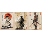 Japanese Bushido Warriors  Framed Art Set of 3 Pcs