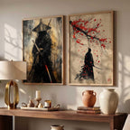 Japanese Samurai Frames Poster Set of 2 Pcs