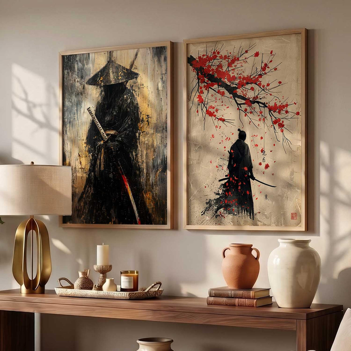 Japanese Samurai Frames Poster Set of 2 Pcs