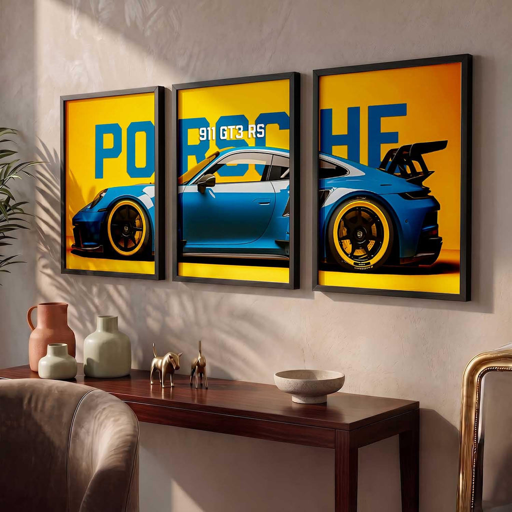 Porsche Car Framed Posters Set Of 3 Size