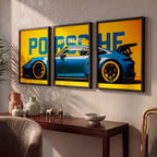Porsche Car Framed Posters Set Of 3 Size