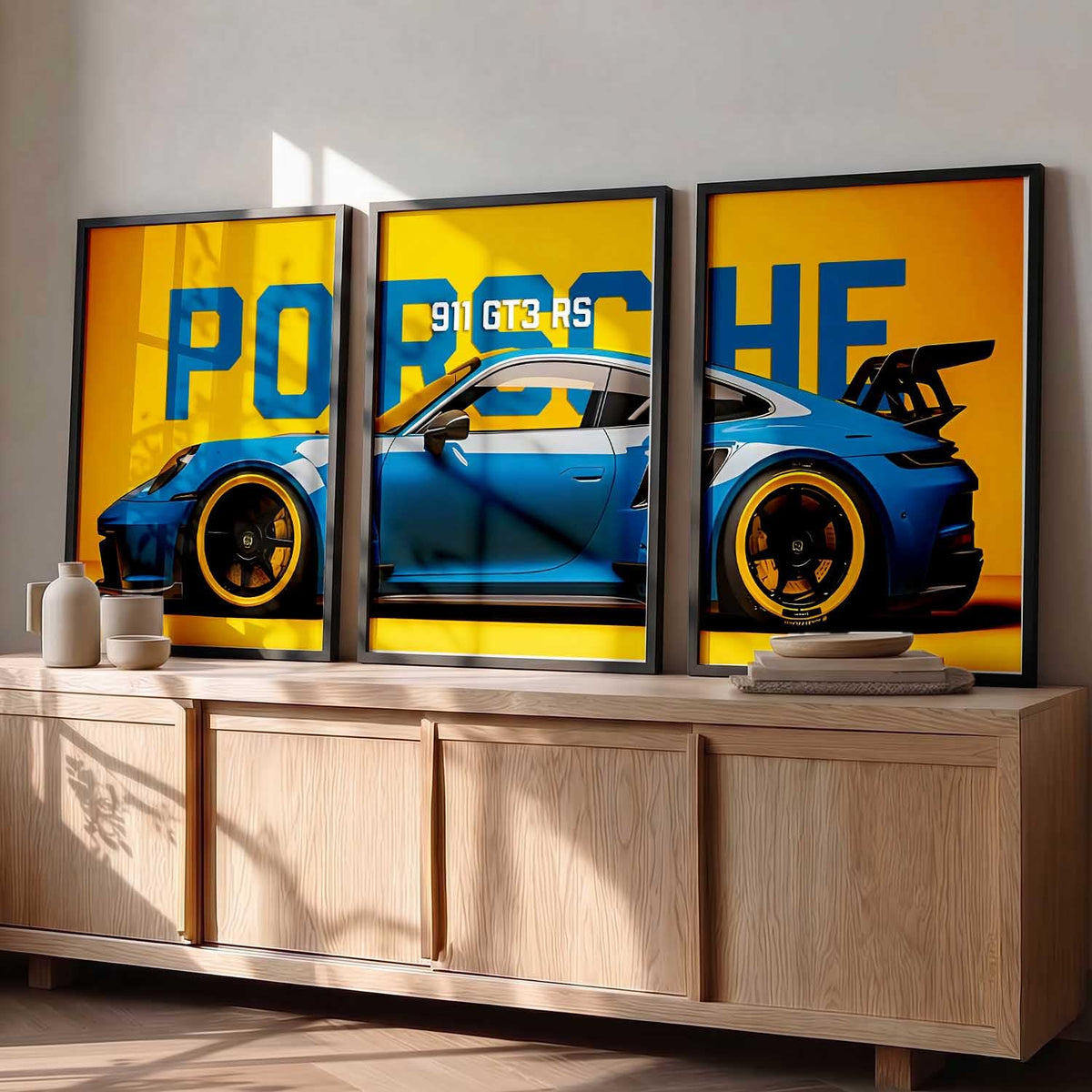 Porsche Car Framed Posters Set Of 3 Size