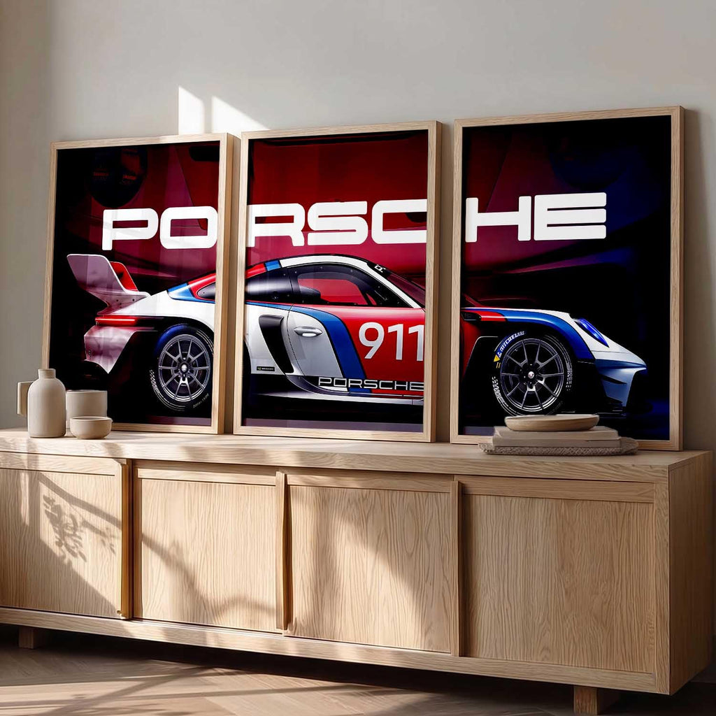Porsche Car Framed Posters Set Of 3 Size