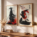 Japanese Samurai Framed Poster Set of 2 Pcs